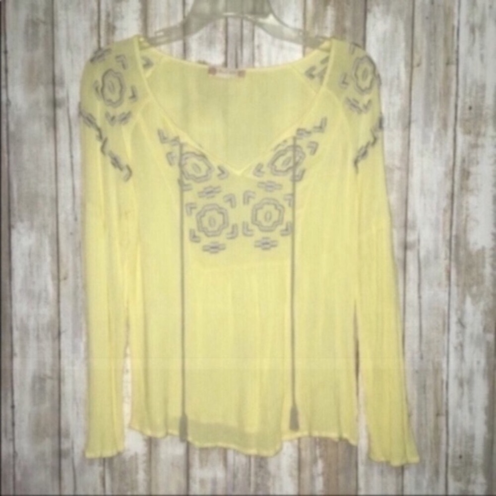 Altar'd State Yellow Embroidered Blouse - Picture 8 of 11